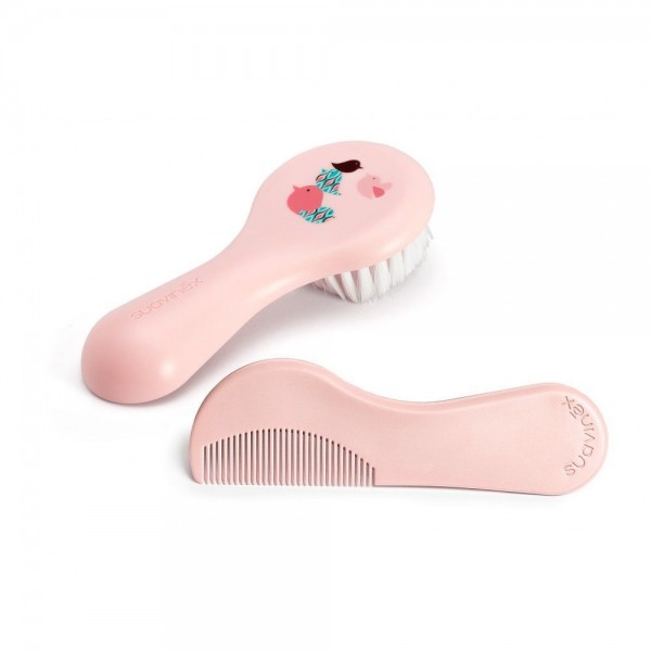 Suavinex Cepillo y Peine Soft Rosa