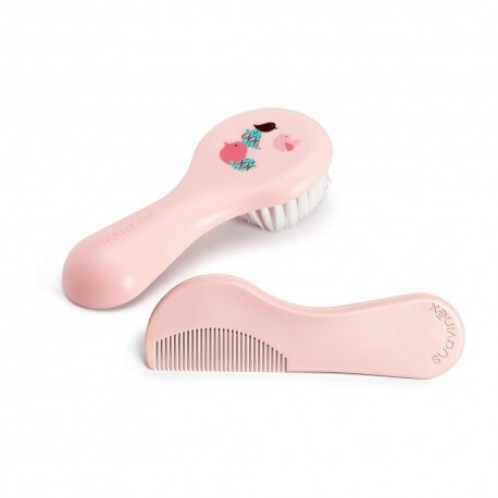 Suavinex Cepillo y Peine Soft Rosa