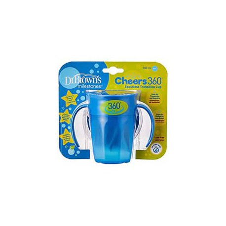 Dr Brown's Vaso 360º Sin Boquilla con Asa Azul 200 ml