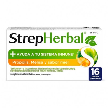 Strepherbal Propolis Melisa Sabor Miel 16 Pastillas
