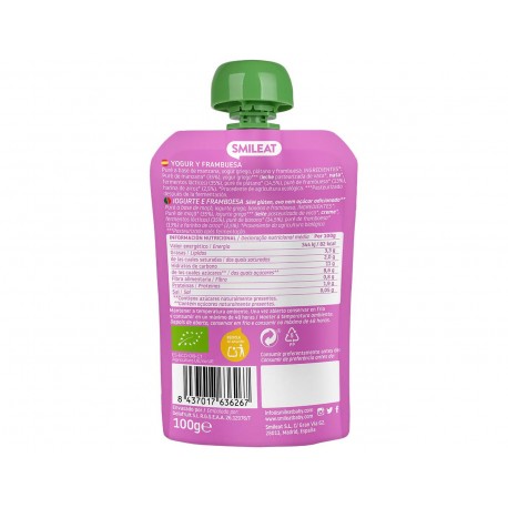 SMILEAT POUCH YOGUR Y FRAMBUESA 100GR