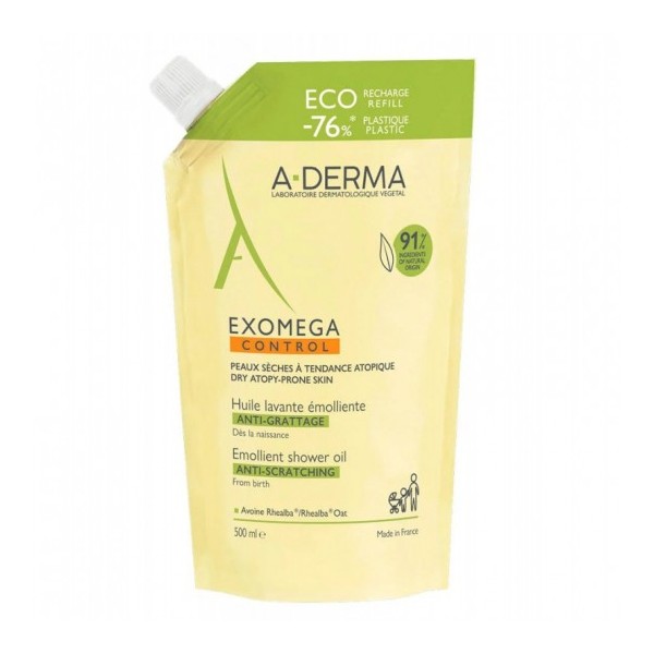 A-Derma Exomega Control Aceite Ducha y Baño Eco-Recarga 500 ml
