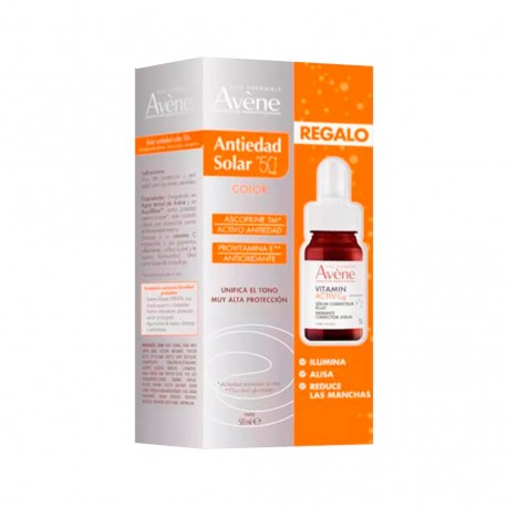Avene Solar SPF 50+ Antiedad Color 50 ml + Regalo Sérum Vitamin C 10 ml