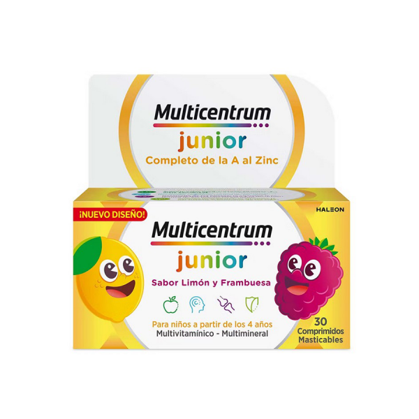 Multicentrum Junior Limón y Frambuesa 30 comprimidos