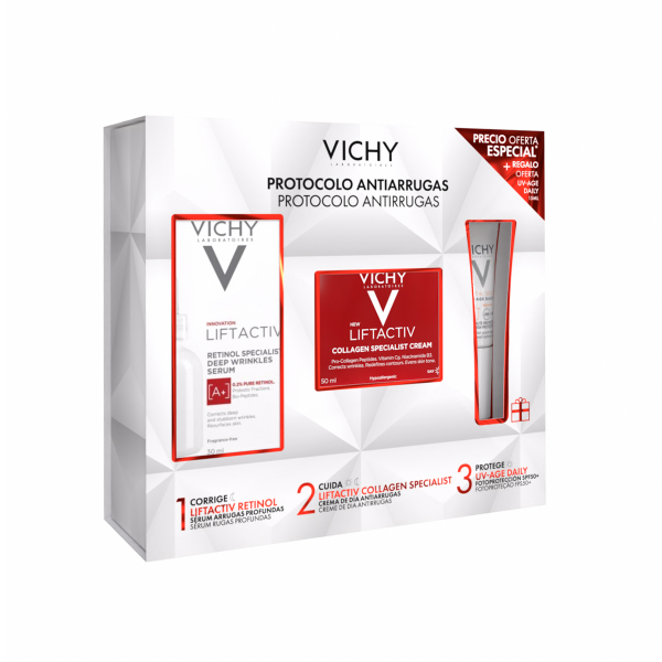 Vichy Liftactiv Retinol Specialist Sérum 30 ml + Liftactiv Crema Collagen Speciallist 50 ml + Regalo UV-Age Daily 15 ml