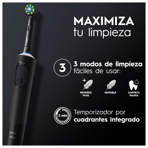Oral-B Cepillo Eléctrico Vitality Pro Negro + 2 Cabezales