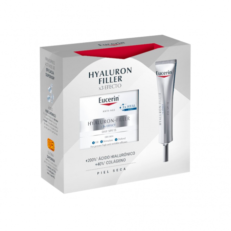 Eucerin Rutina Antiarrugas: Hyaluron-Filler x3 Effect Crema Día 50 ml +  Contorno Ojos 15 ml