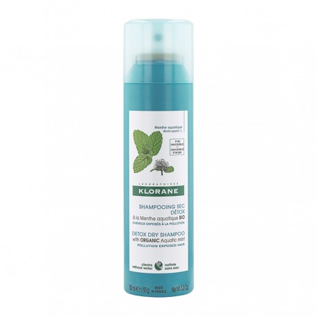 Klorane Champú Seco Detox Menta Acuática BIO 150 ml