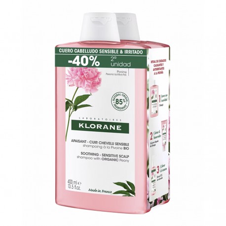Klorane Champú Peonia 400 ml  x 2 (2ª ud 40%)