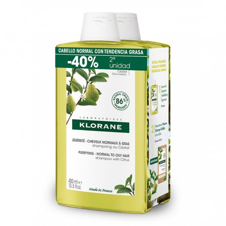 Klorane Champú Pulpa de Cidra 400 ml x 2 (2ª ud 40%)