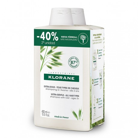 Klorane Champú Leche de Avena 400 ml x 2 (2ª ud 40%)
