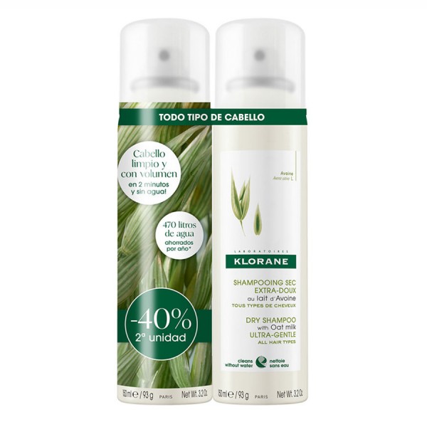 Klorane Champú Seco Avena 150 ml x 2 unidades
