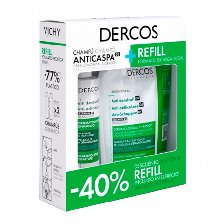 Dercos Anticaspa Cabello Graso 400 ml + Ecorrecarga 500 ml