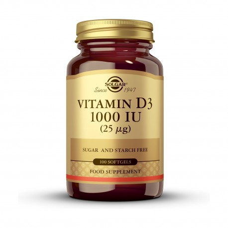 Solgar Vitamina D3 1000 IU 25 µg 100 Cápsulas Blandas