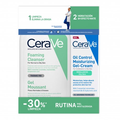CeraVe Pack Gel Limpiador Espumoso 473 ml + Oil Control Gel-Crema Hidratante 52 ml