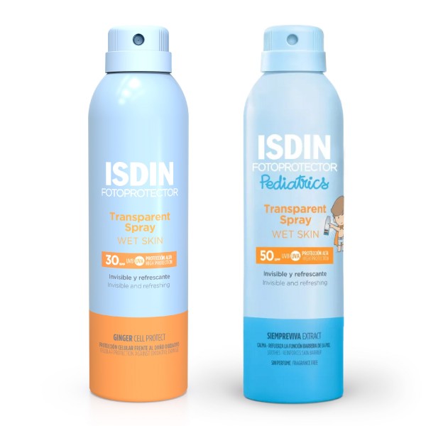 Isdin Pack Transparent Spray SPF 30 x250 ml + Pediatric Transparent Spray SPF 50 250 ml