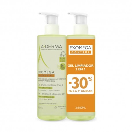 A-Derma Exomega Gel Limpiador Emoliente 500 ml x 2 Unidades