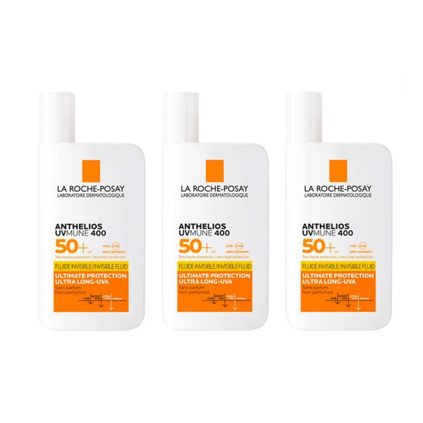 Anthelios UV Mune 400 Fluido Invisible SPF 50+ 50 ml x 3 Unidades