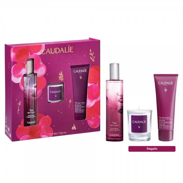 Caudalie Cofre Thé des Vignes Agua Refrescante 50 ml + Regalo Gel de Ducha 50 ml y Vela