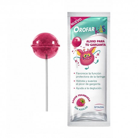Orofar Kids Piruleta Sabor Frambuesa Alivio Garganta 1 Unidad