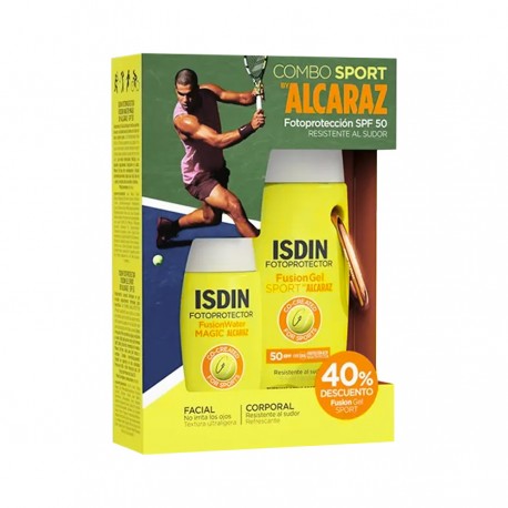 Isdin Pack Fusion Water Magic by Alcaraz SPF 50 50 ml + Fusion Gel Sport Alcaraz SPF 50 100 ml (40% dto)