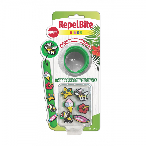 RepelBite Niños Pulsera Citronela Personalizable Verde