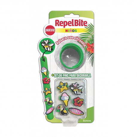 RepelBite Niños Pulsera Citronela Personalizable Verde