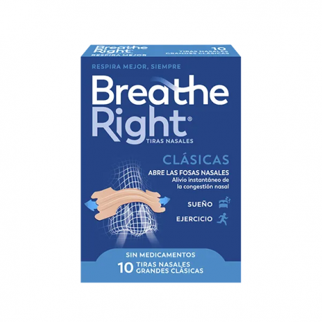 Breathe Right Tira Nasal Clásica Grande 10 Unidades
