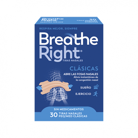 Breathe Right Tira Nasal Clásica Pequeña-Mediana 30 Unidades