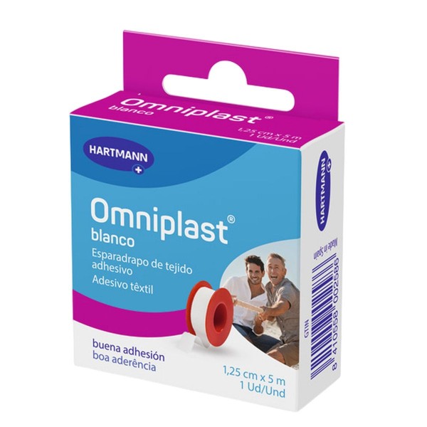 Hartmann Omniplast Esparadrapo Hipoalergénico Tejido Resistente Balnco 5 m x 1,25 cm